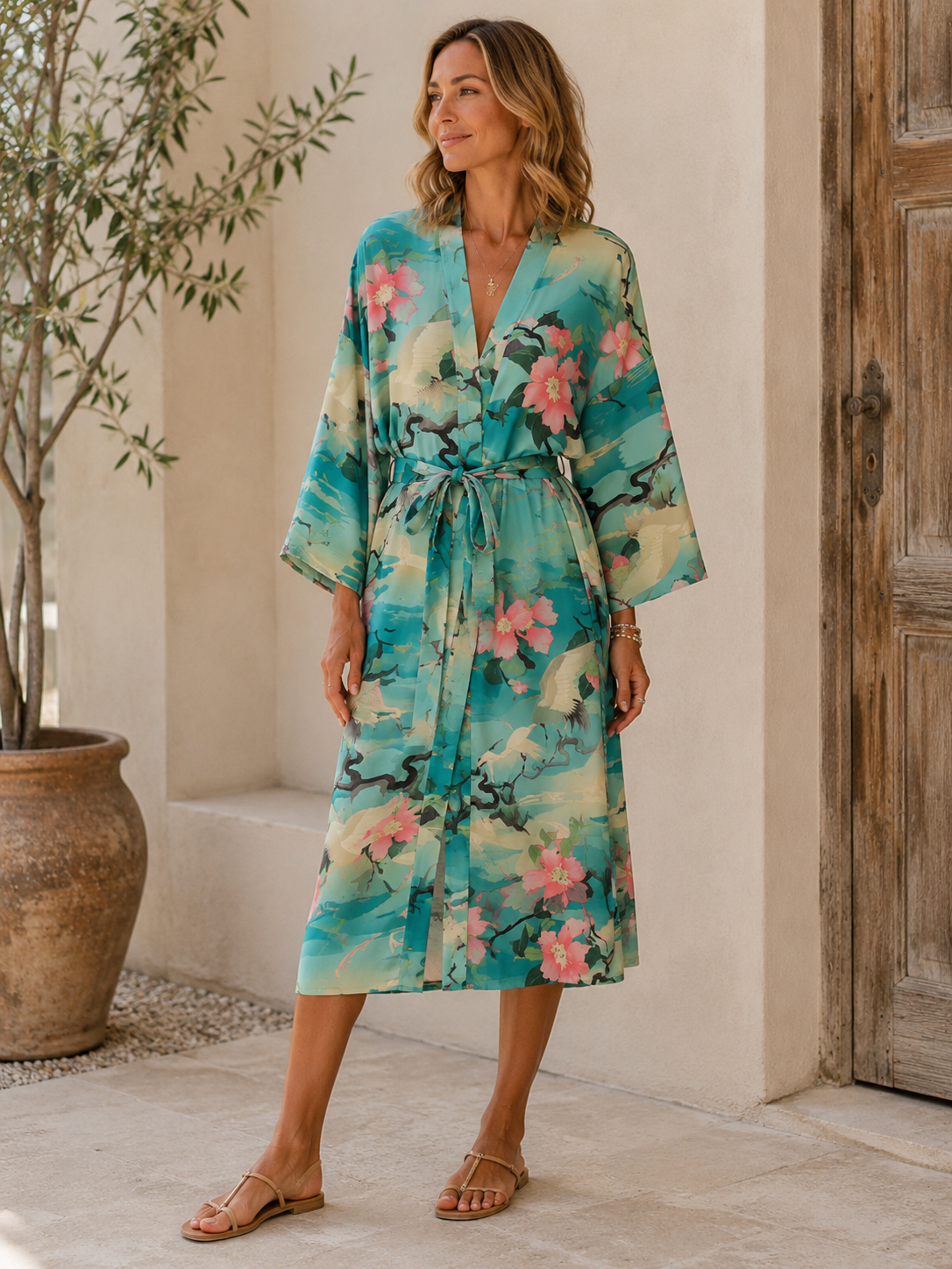 Pyjama en coton style Kimono